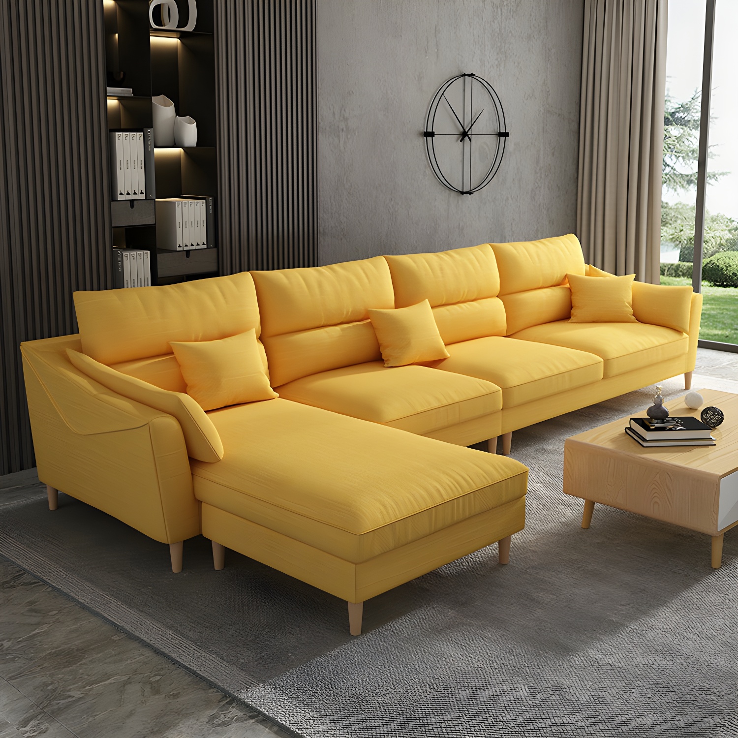 Scandinavian Wood Frame Straight Modular Sofa with Slipcover and Ottoman in 3 Piece Set - image 10