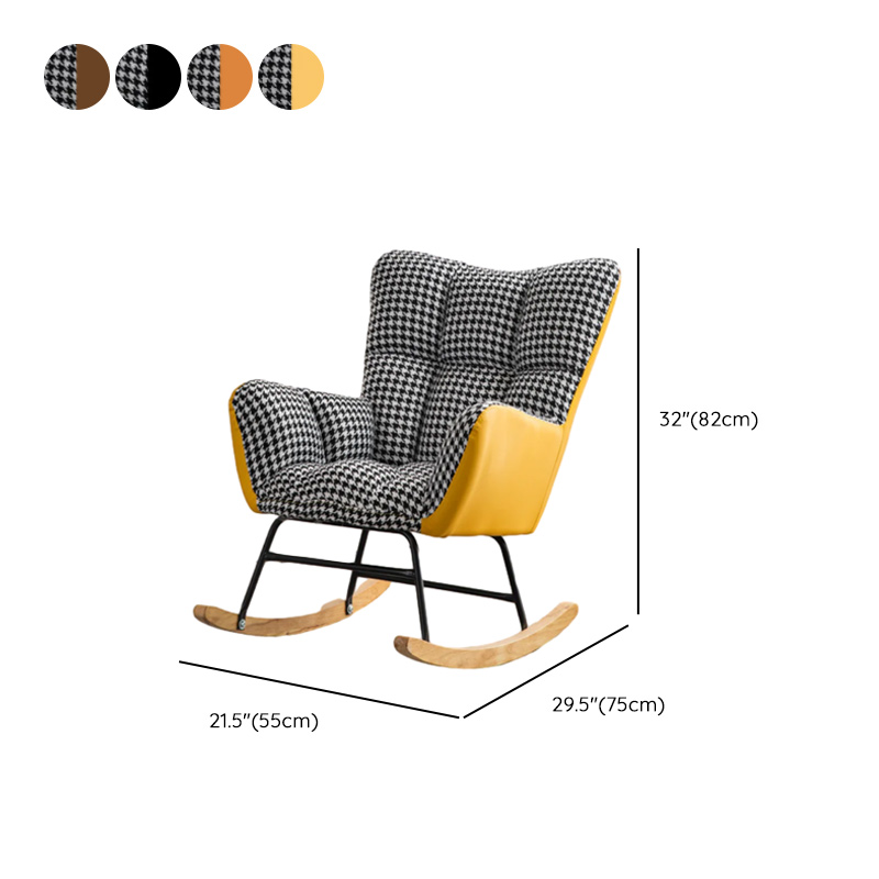Midnight Black/Olive Green/Lemon Color Ergonomic Stationary Rocking Chair Couch with Rear & Round Arm - image 29