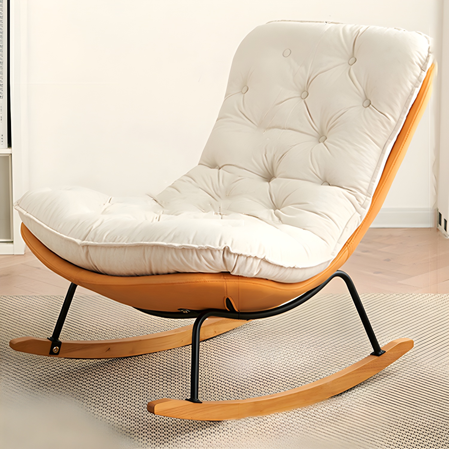 41" Wide Upholstered Button-Tufted Rocking Accent Chair with Legs - image 9