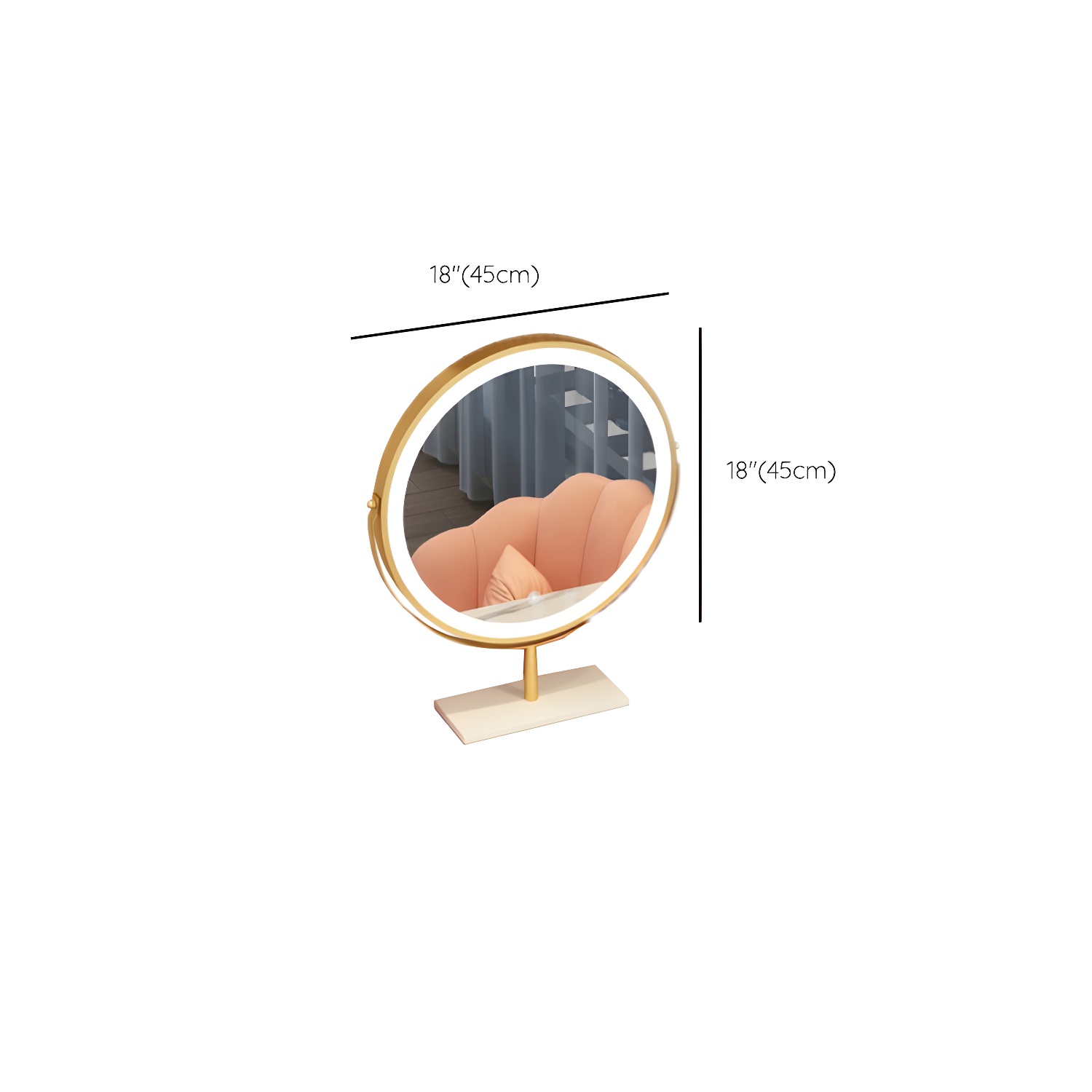 Modern Bedroom Metallic Lighted Mirror With Drawer Makeup Vanity Set - image 22