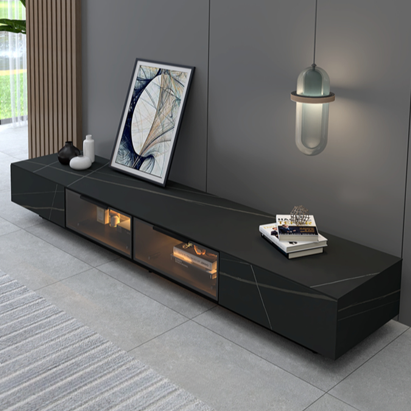Rectangular TV Stand for Drawing Room with Light and Door - image 4