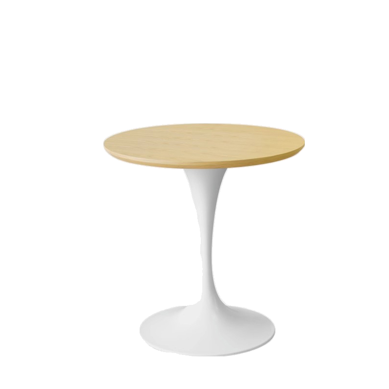 Minimalist Rubberwood Circular Standard Height Dining Table with a Sepia/Natural Color Fixed Table Top and Tulip Base for 2 People - image 3