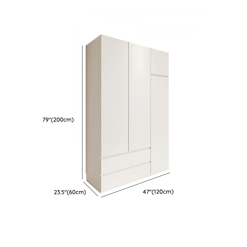 White Minimalist Manufactured Wood Independent Wardrobe Closet with Soft Close Drawer, Soft Close Door, and Interior Shelves - image 10