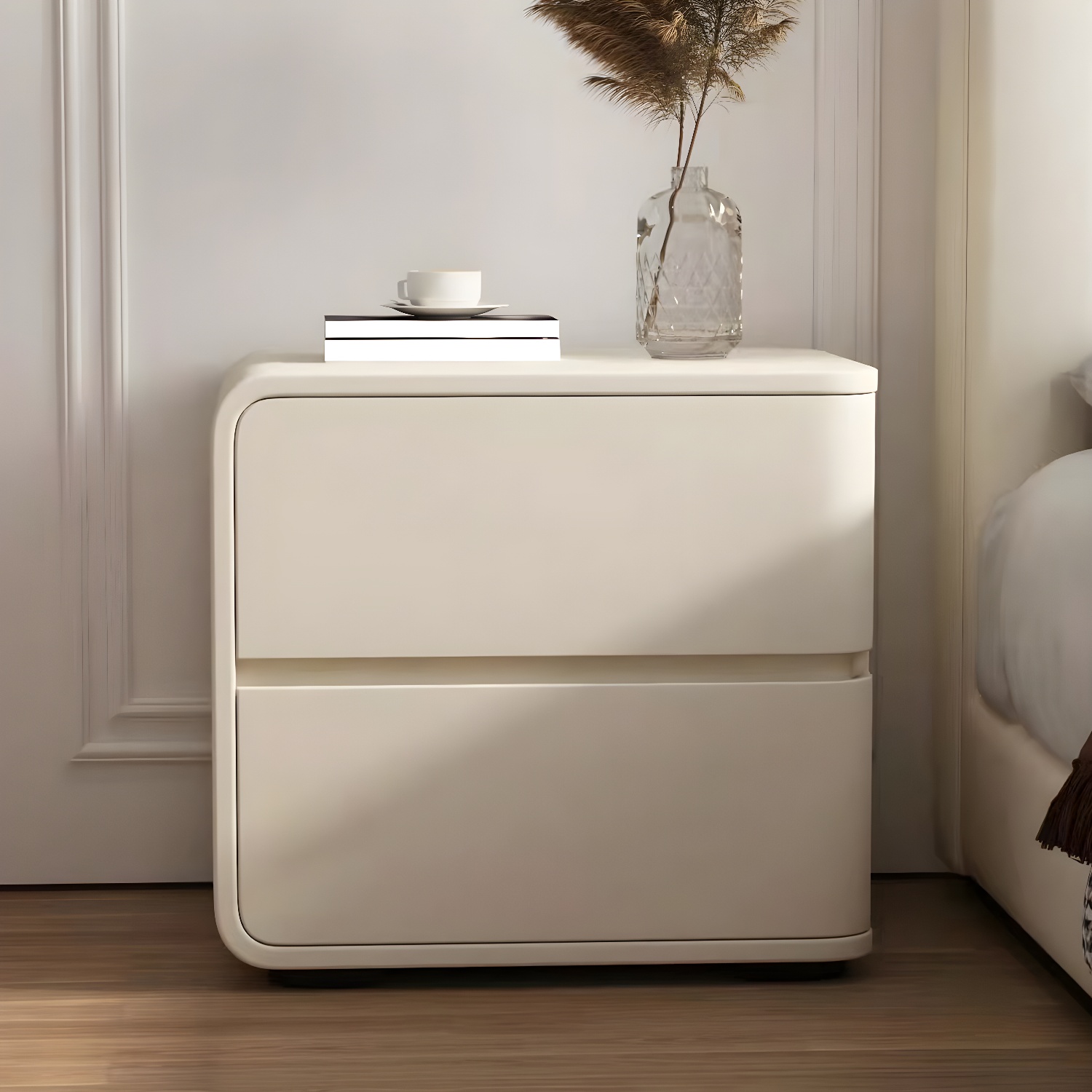 Scandinavian Pine Accent Table Nightstand Drawers Included with Legs - image 8