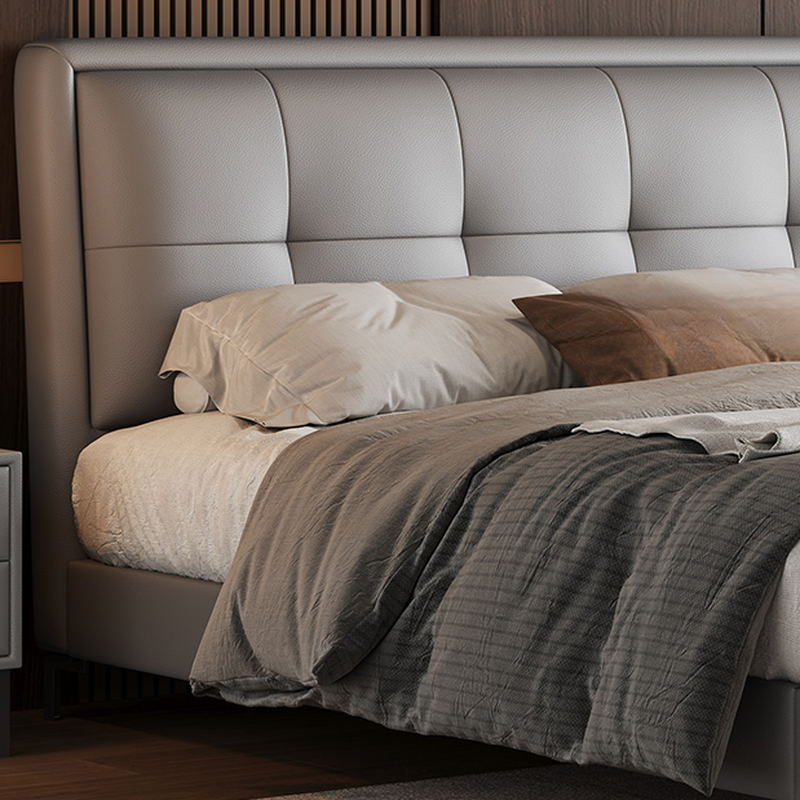 Light Gray Solid Color Storage Bed with Pine Wood Frame and Button-tufted Design for Living Room