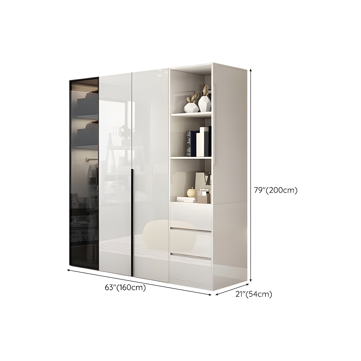 Sleek White Wood Wardrobe Armoire with Soft Close Drawers and Shelves - image 28