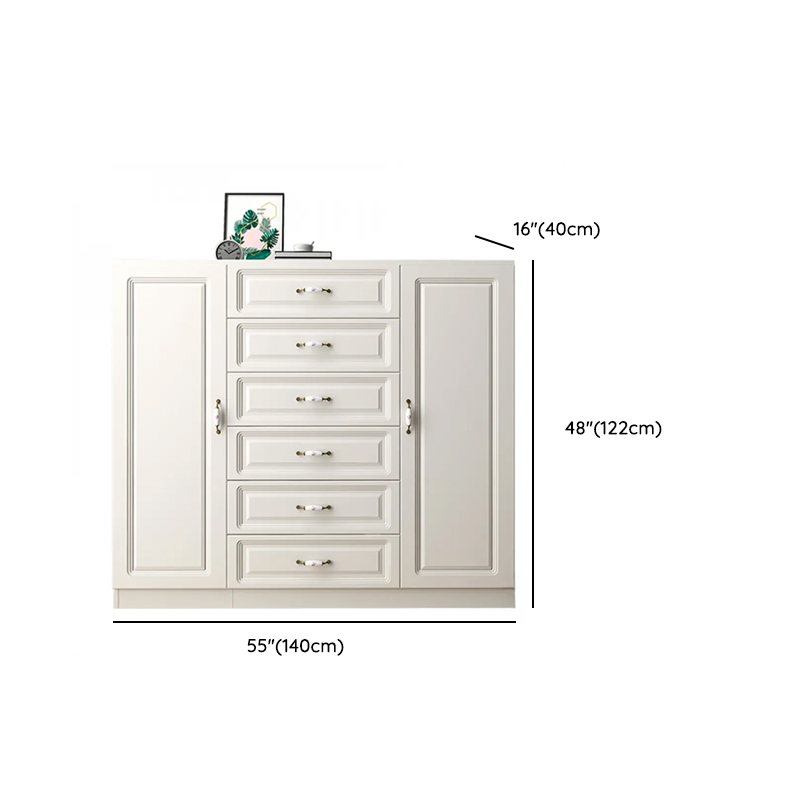 Sleeping Room Use Trendy White Wood Wardrobe Chest with Shelves - image 27