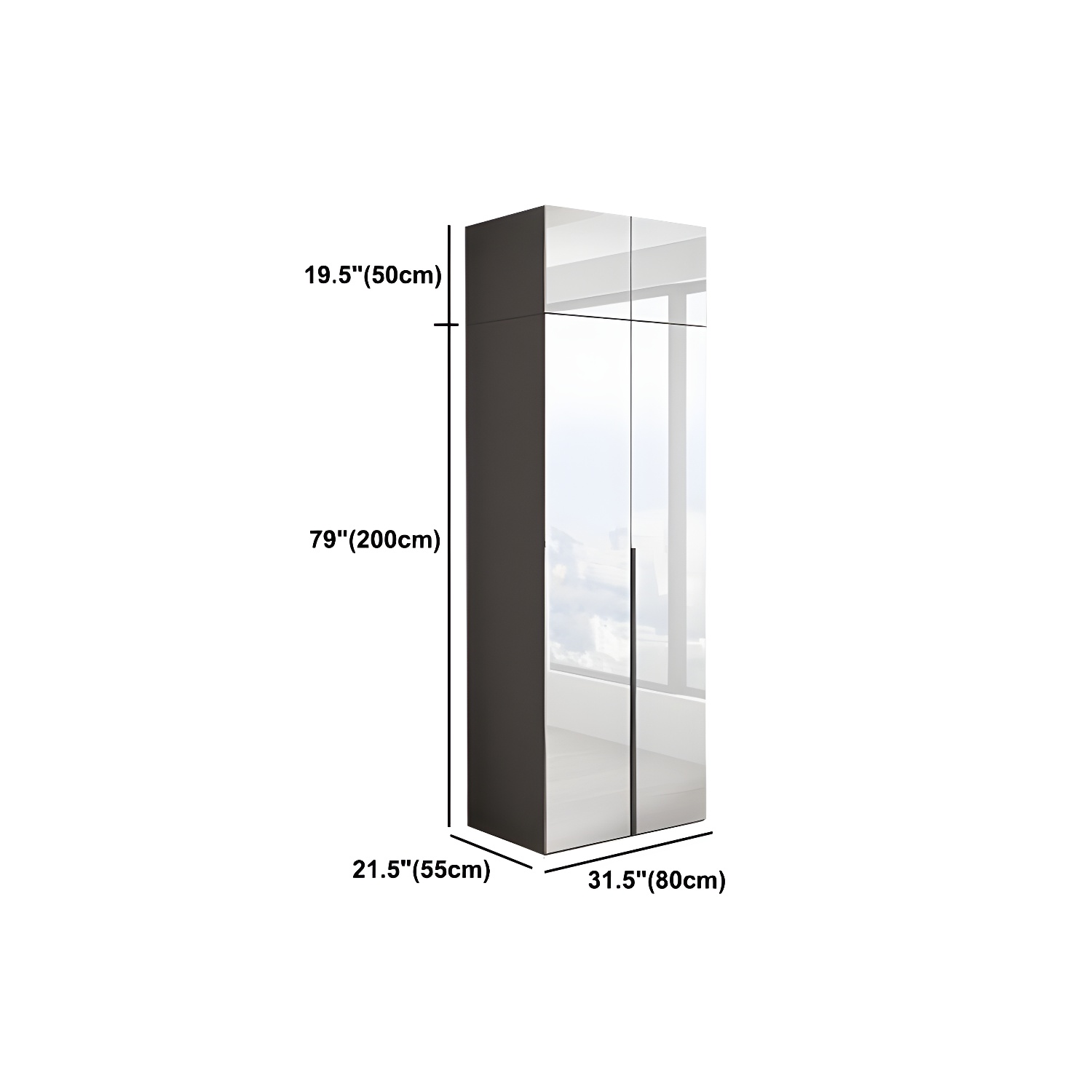 White Mirrored Finish Wardrobe Armoire Engineered Wood Wardrobe Cabinet - image 22