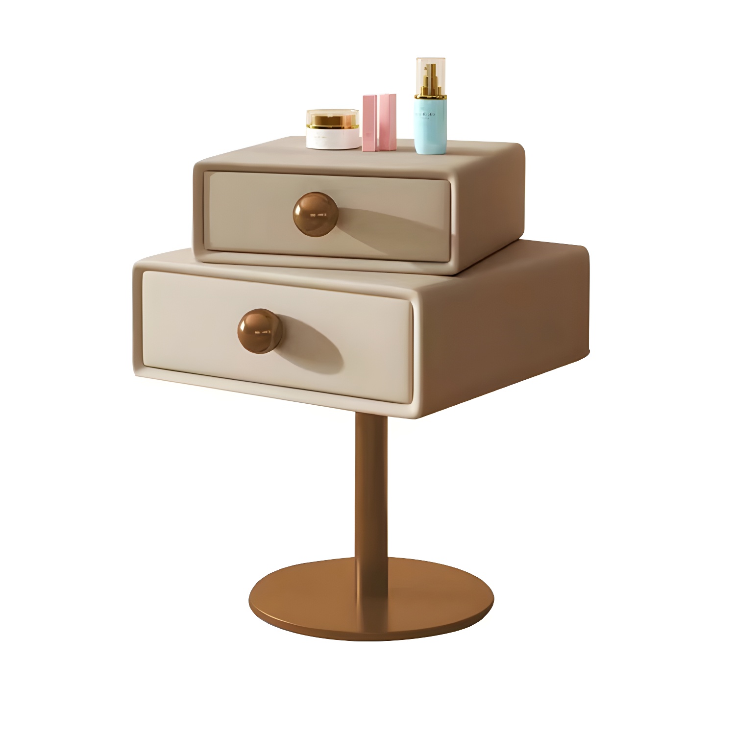 Modern Faux Leather Drawer Storage Nightstand in Narrow for Bedroom - image 16