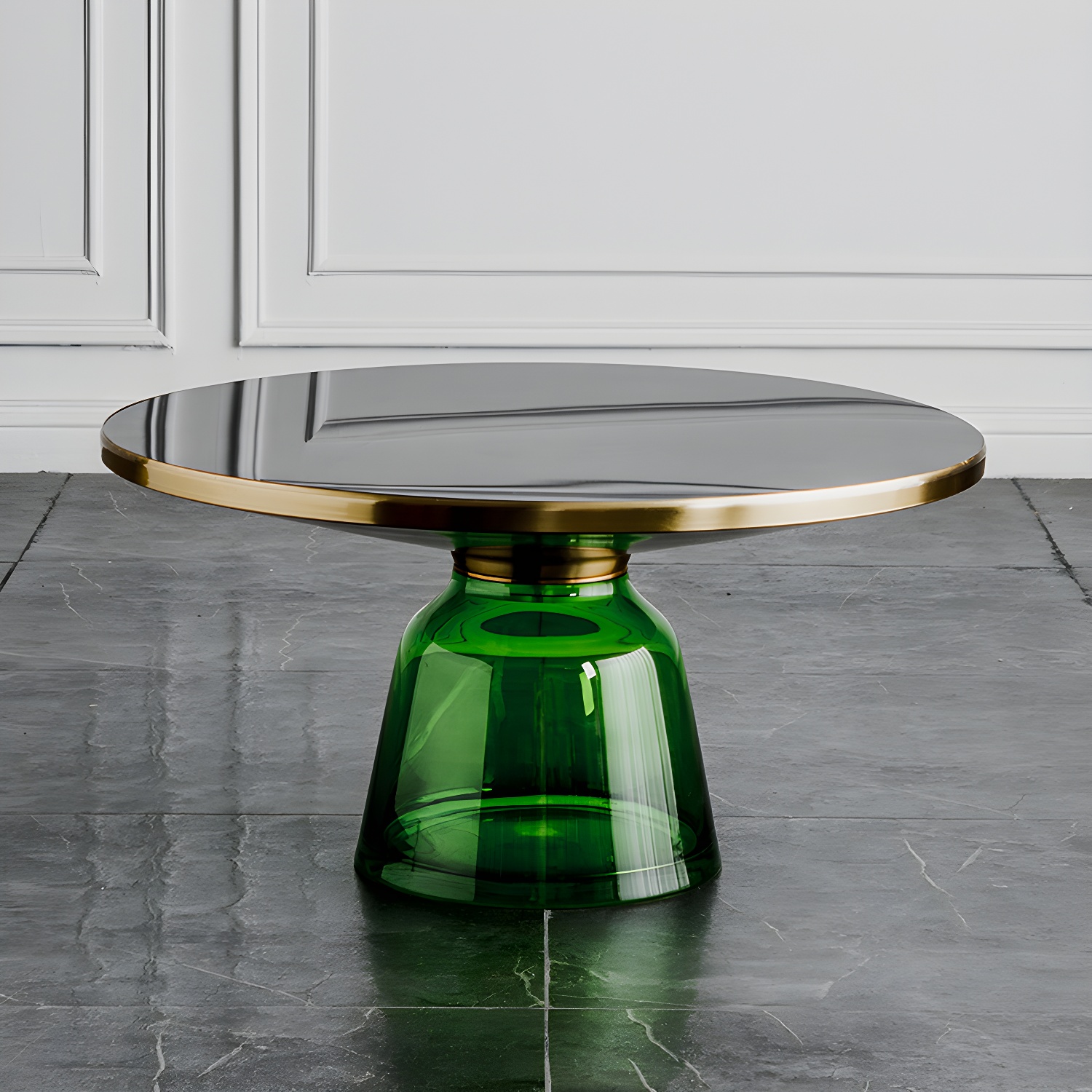 Pedestal Cone Coffee Table Modern Round Glass Top Cocktail Table - image 6