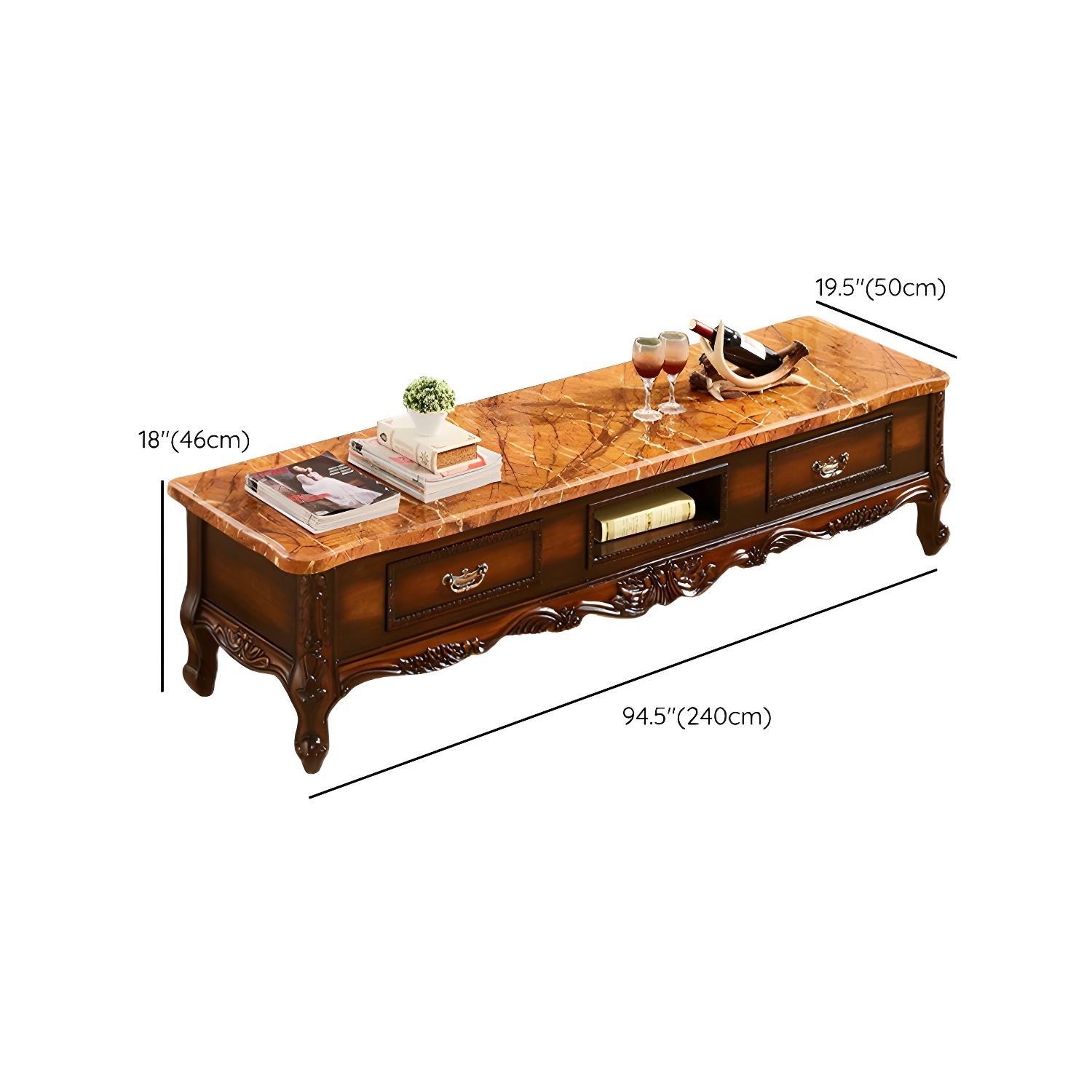 Scandinavian Brown TV Stand with Drawers & Shelves and Low Height featuring Open Storage - image 13