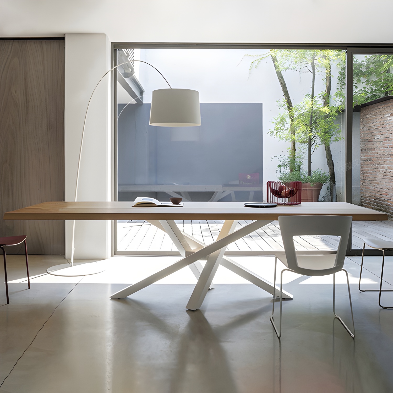 Rectangle 4 Legs Industrial Table Solid Wood Fixed Table for Restaurant - image 9
