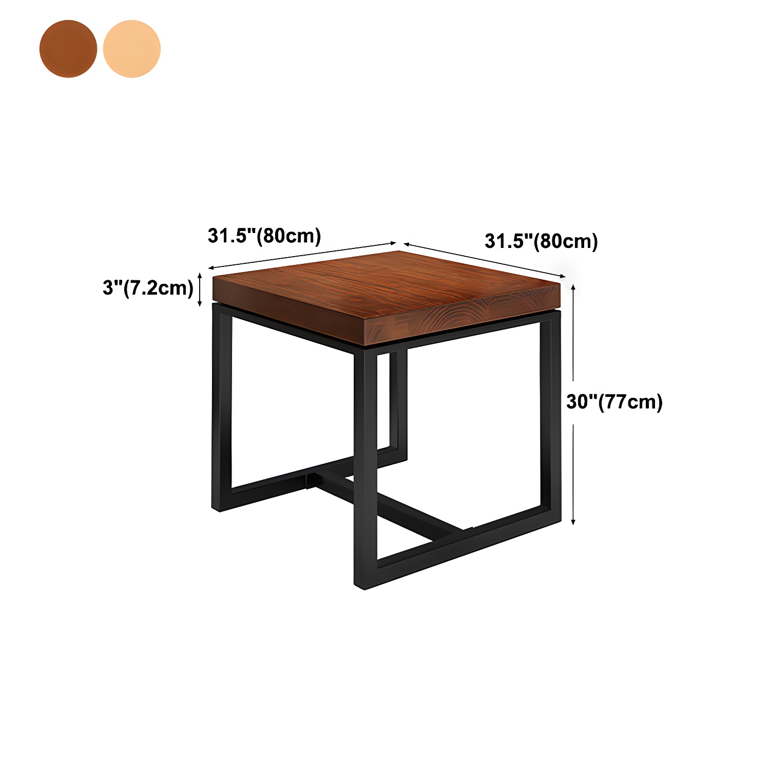Solid Wood Top Dining Table Industrial Square Black Iron Trestle Base Table - image 20