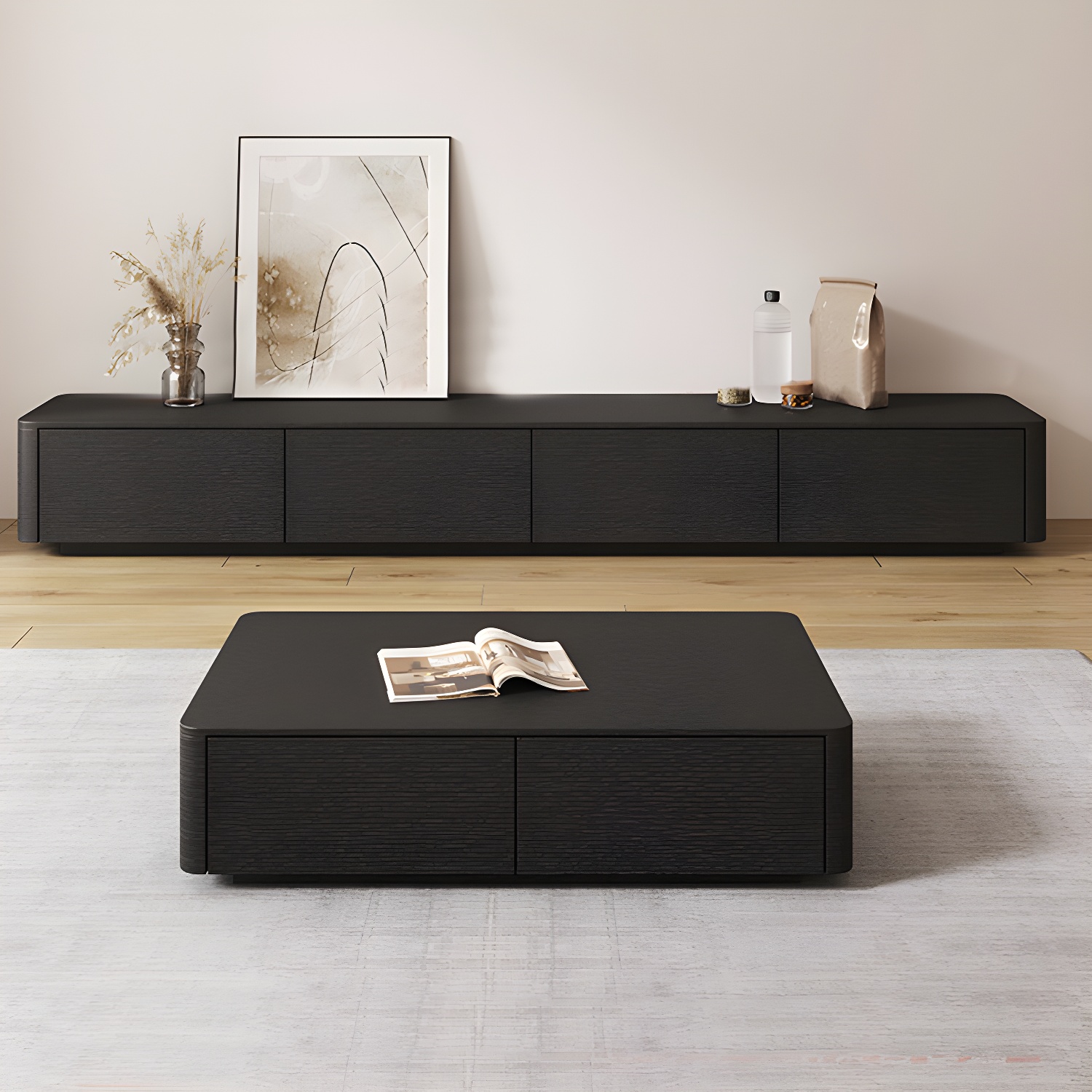 3 / 4 Drawers Modern TV Console 16" D Closed Storage Wooden TV Stand - image 12