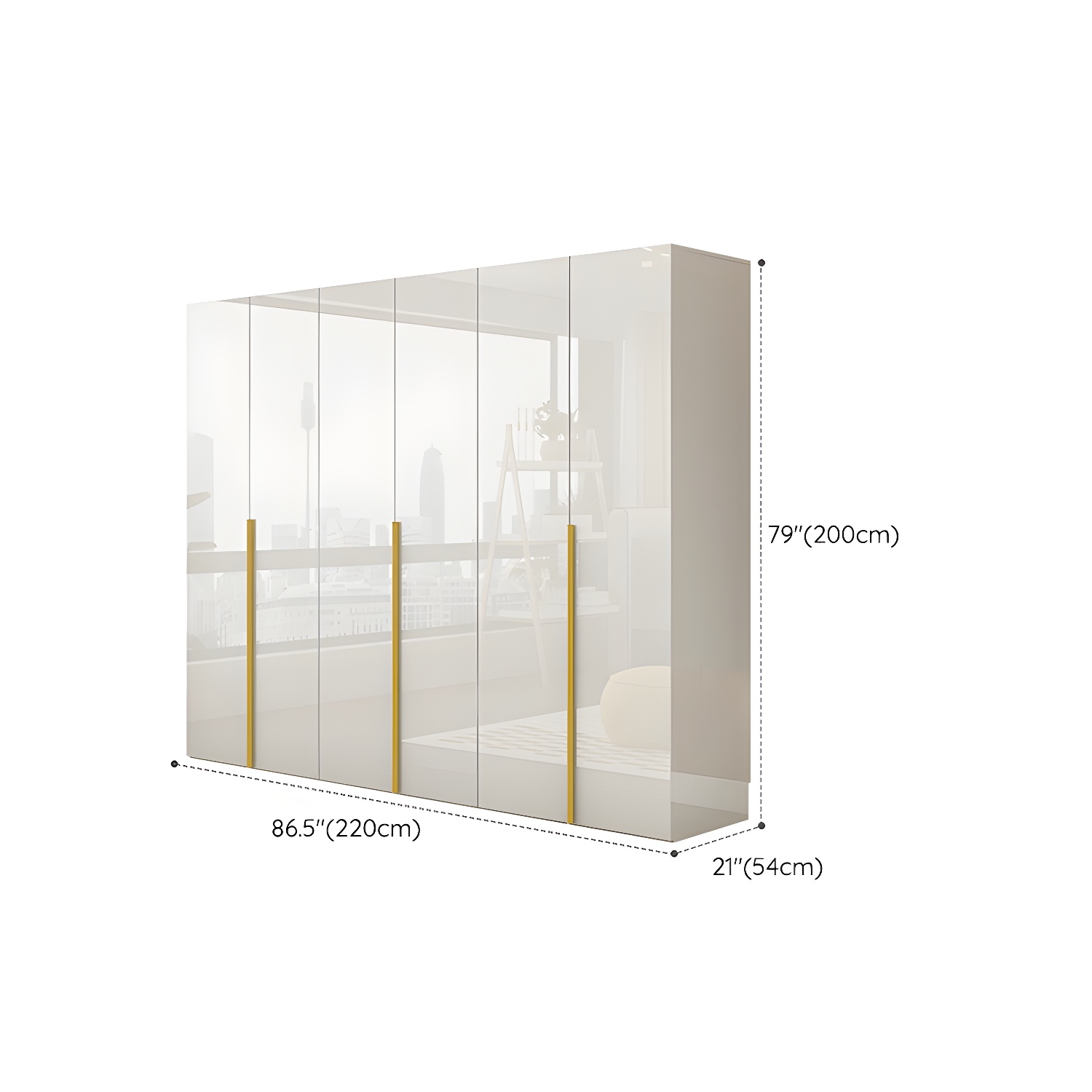 White Modern Style Wardrobe Cabinet Engineered Wood with Garment Rod - image 18