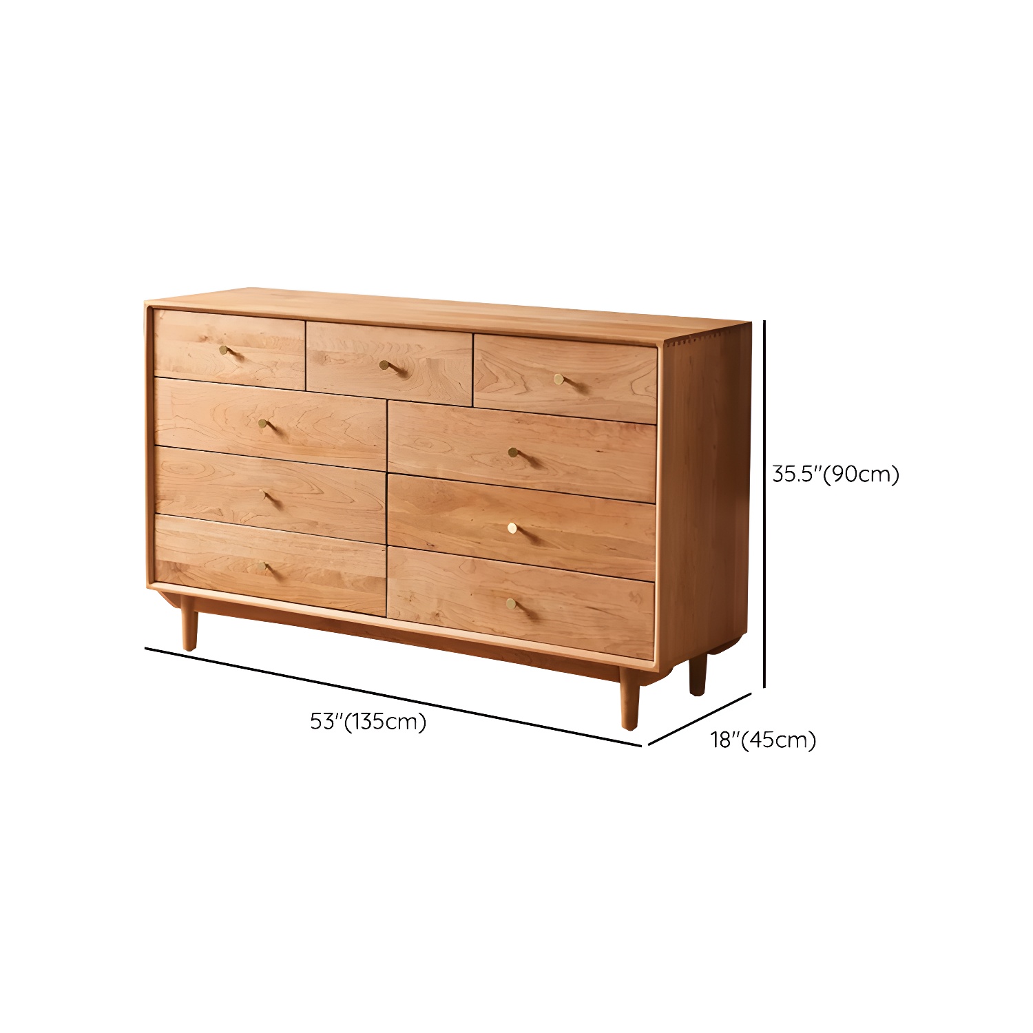 Modern Brown Wood Dresser with Drawers and Gold Metal Handles - image 21