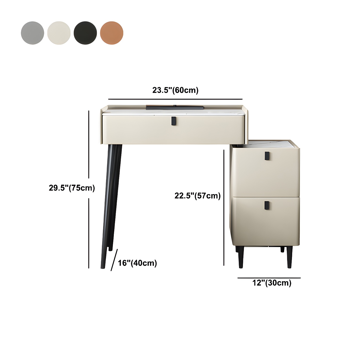1/3 Drawers Vanity Set with Stool Modern Stone Top Dressing Table - image 17