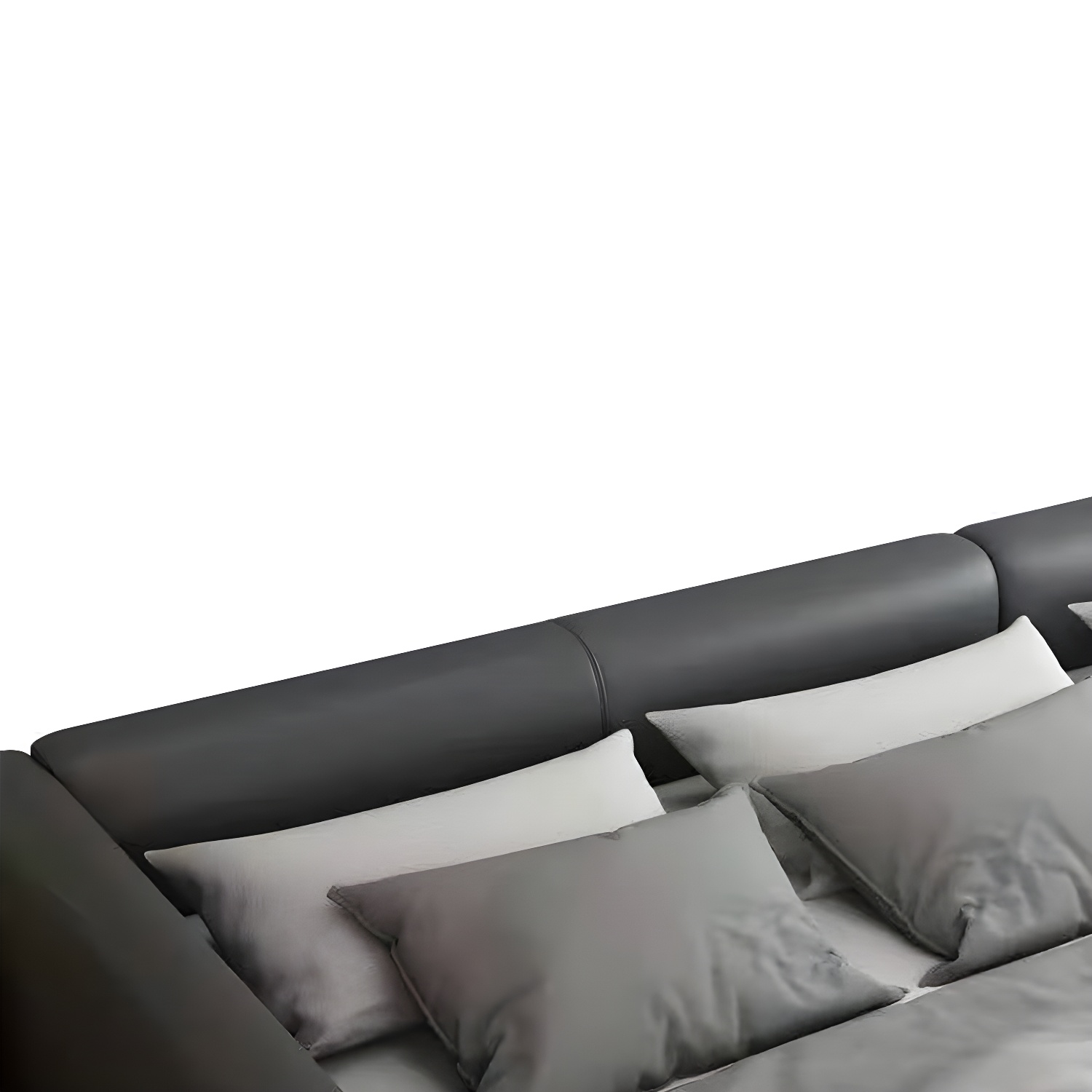 Contemporary Grey Genuine Leather and Wood Standard Bed for Bedroom - image 4