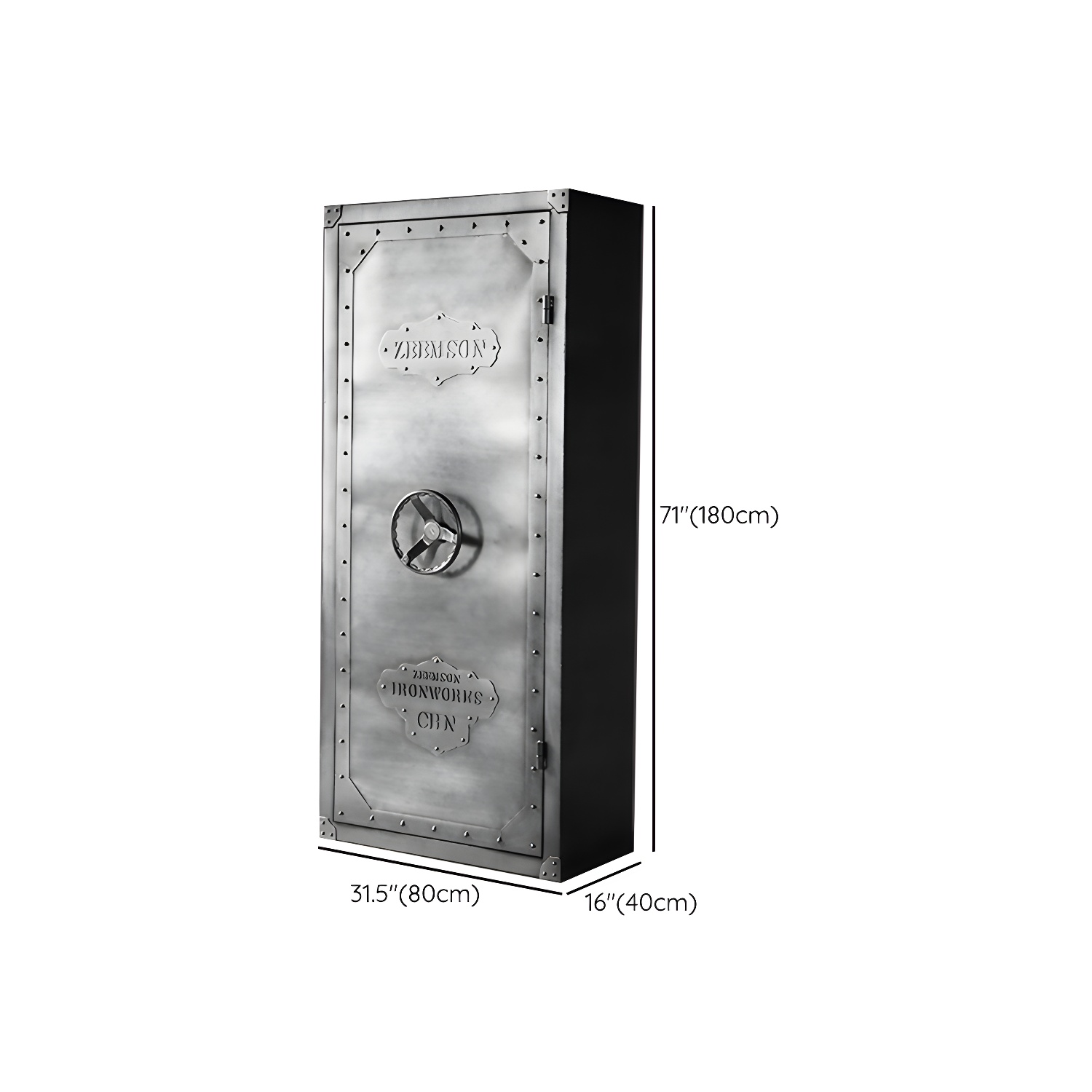 Industrial Metal Wardrobe Closet Freestanding Wardrobe in Grey - image 9