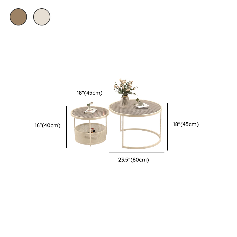 Tan/Transparent Glass Top Nested Accent Table with Frame Base and Stockroom Storage - image 8