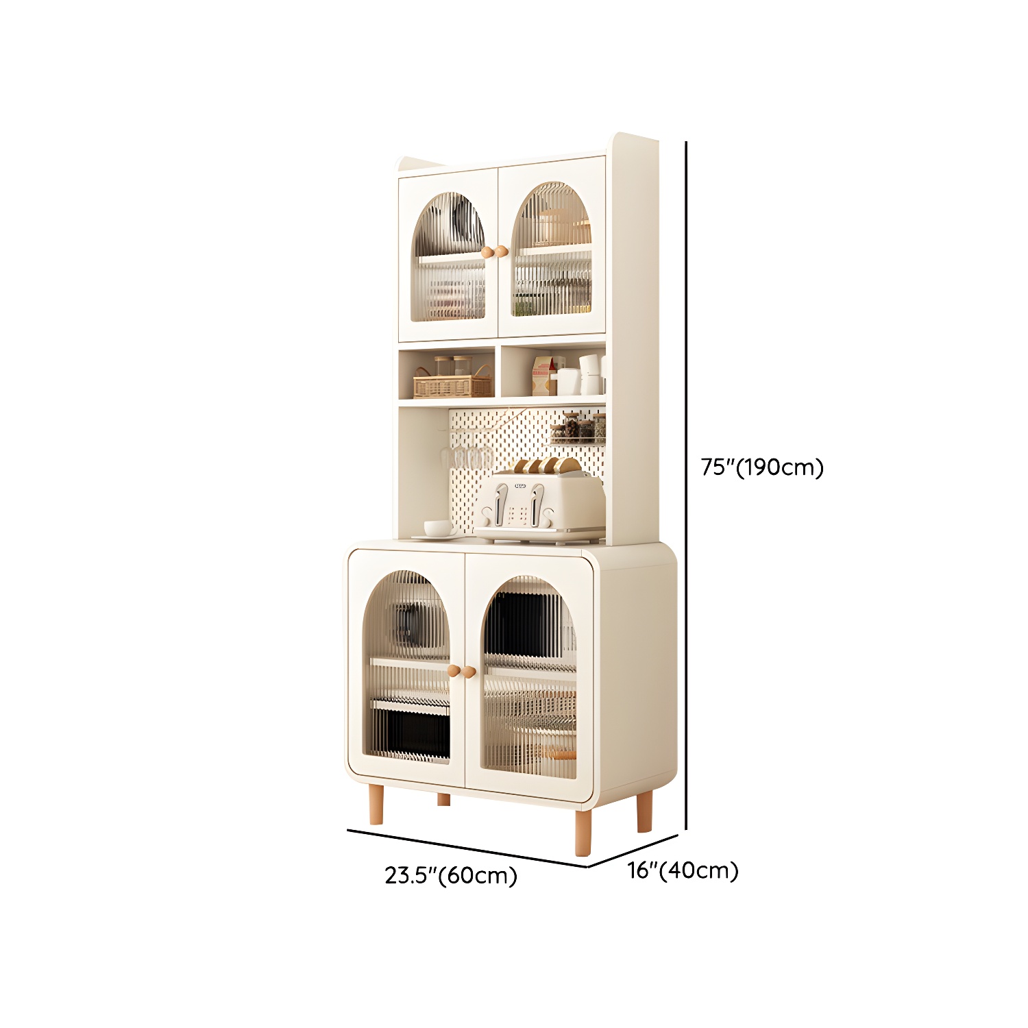 Scandinavian Wood Sideboard Cabinet with Adjustable Shelves and Glass Doors - 40cm Width - image 13