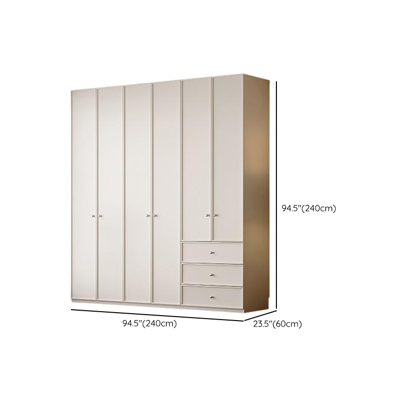 Chalk Modern Wooden Standalone Almirah with 3-Drawer/6-Drawer, Interior Shelves, and Hanging Rod - image 20