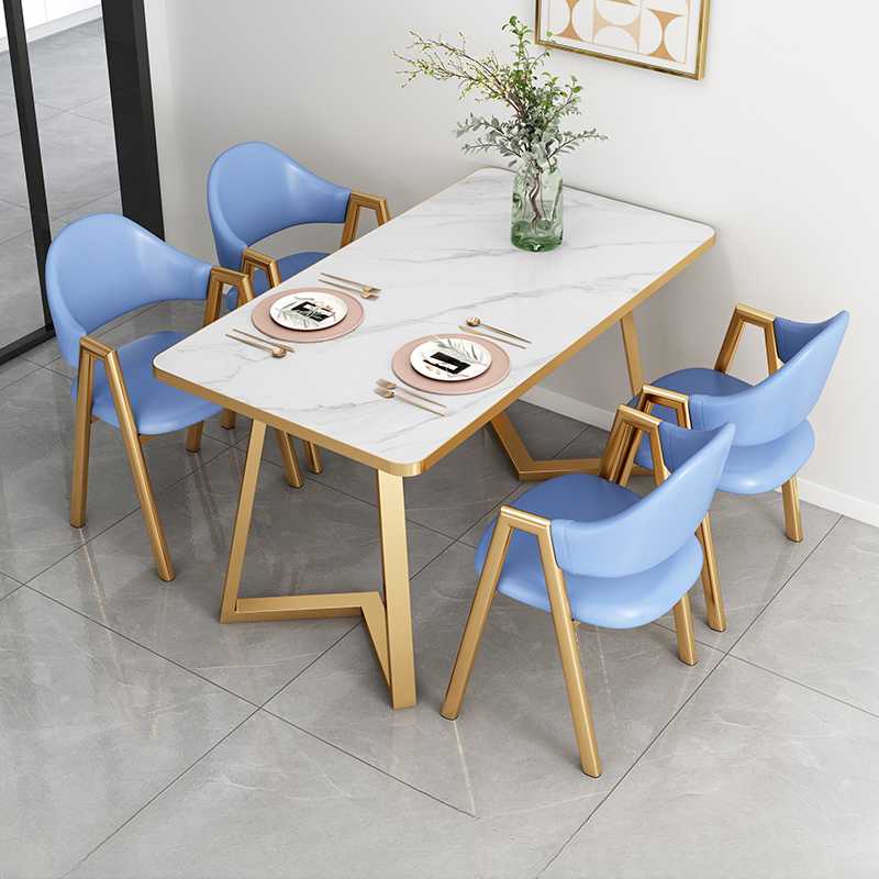 Glamorous Stone Top Sleigh Base Dining Table Set - image 11