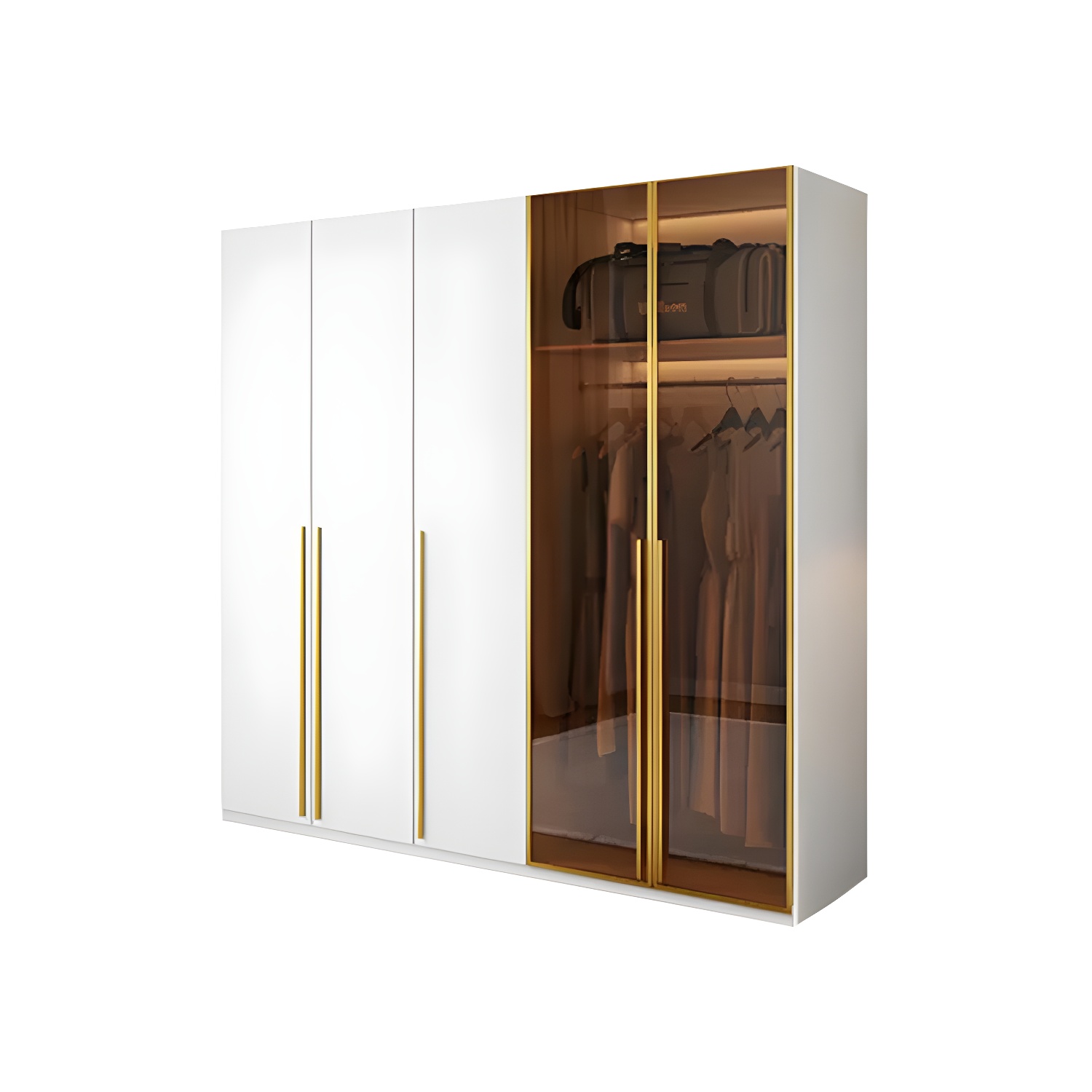 Modern White Wood Frame Wardrobe Armoire Freestanding Wardrobe with Soft Close Drawers - image 5