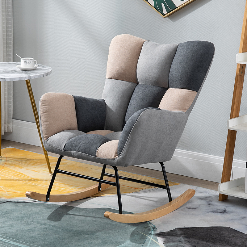 Contemporary Alloy Cushioned Living Room Rocking Chair 2 Piece Set with Footstool & Recessed Arm - image 7