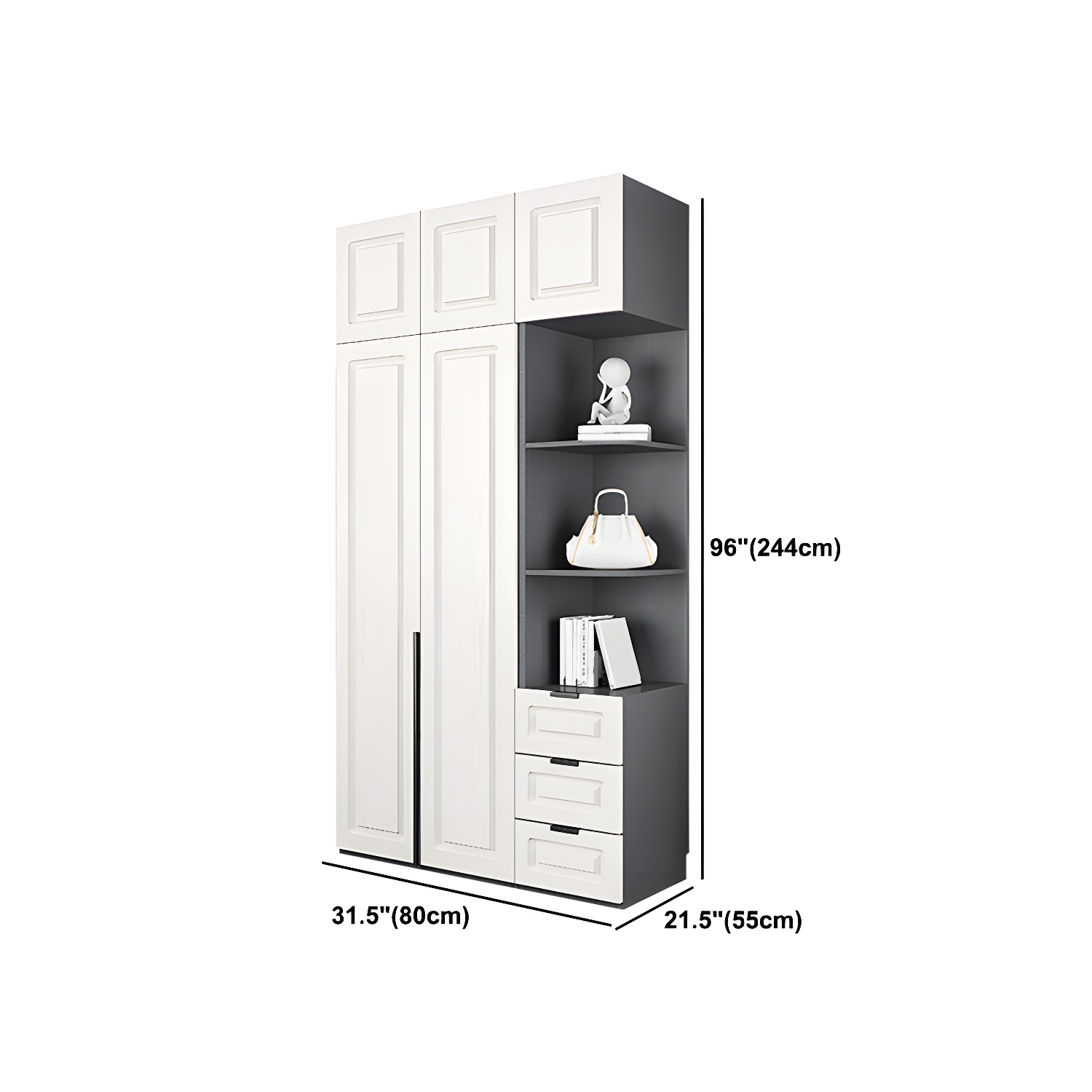 Modern Style Wooden Wardrobe Soft Close Door Wardrobe Closet with Drawer - image 31