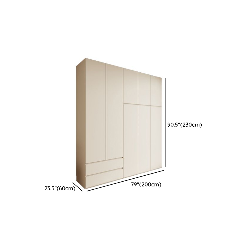Cream Modern Wood Wardrobe Armoire with Soft Close Drawer and Door, Interior Shelves, and Hanging Rod - image 28