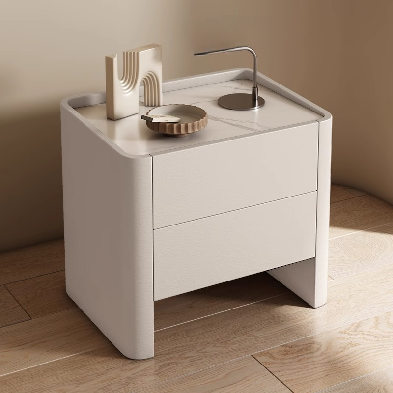 Stylish Drawer Storage Nightstand with 2 Drawers, Stone Countertop, and Leg - image 8