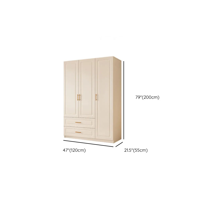 White Minimalist Manufactured Wood Wardrobe Closet with Soft Close Drawer, Soft Close Door, Interior Shelves, and Clothing Rod - image 6