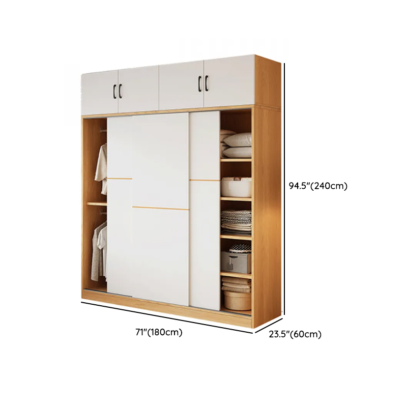 White Minimalist Manufactured Wood Independent Wardrobe Closet with Soft Close Door, Interior Shelves, and Clothing Rod - image 15