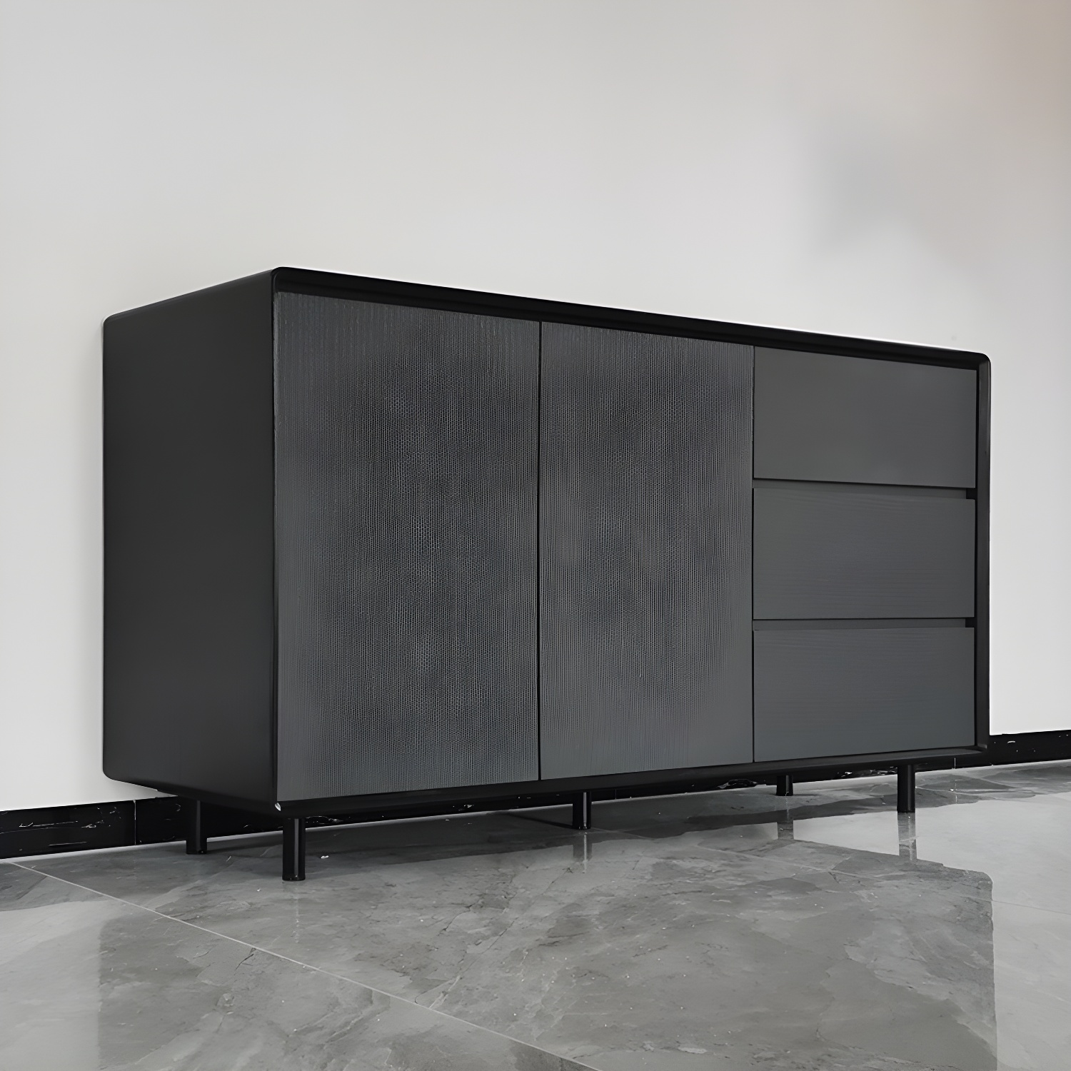 Wood Buffet Table Contemporary Style Side Board with Cabinets and Drawers - image 4