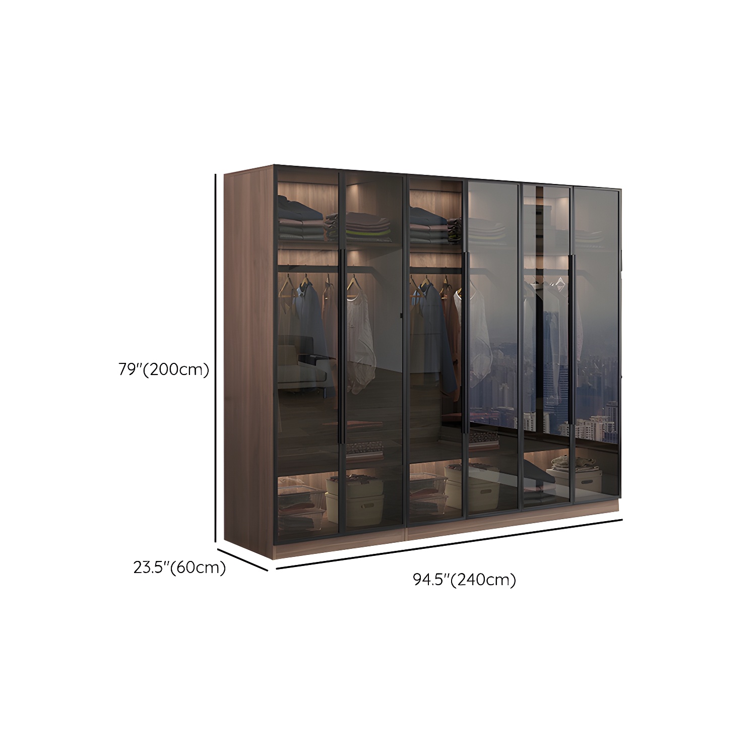 Engineered Wood Armoire Modern Brown Wardrobe Closet with Garment Rod - image 13