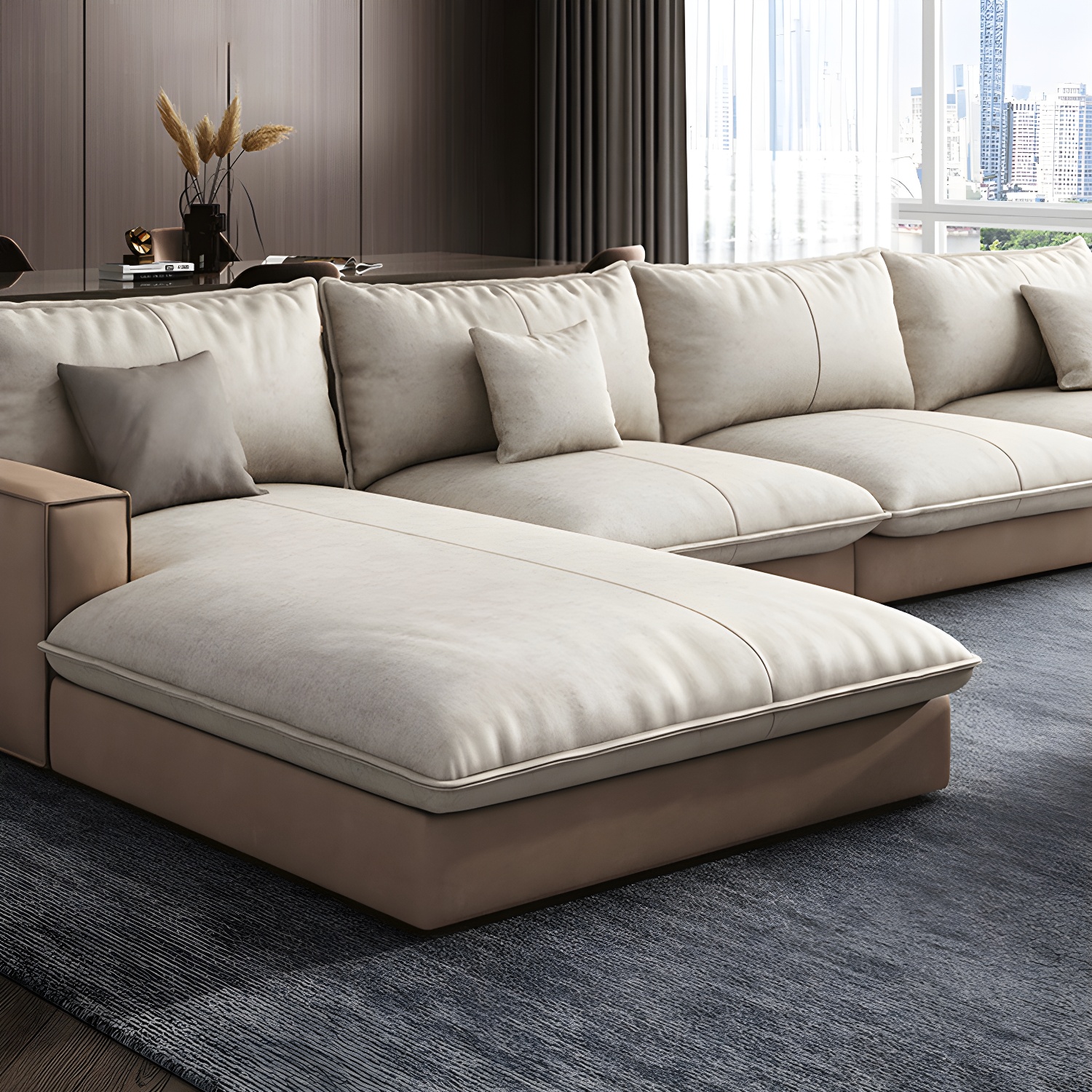 Assembled Living Room Square Arm Modular Contemporary Sofa & Chaise - image 5