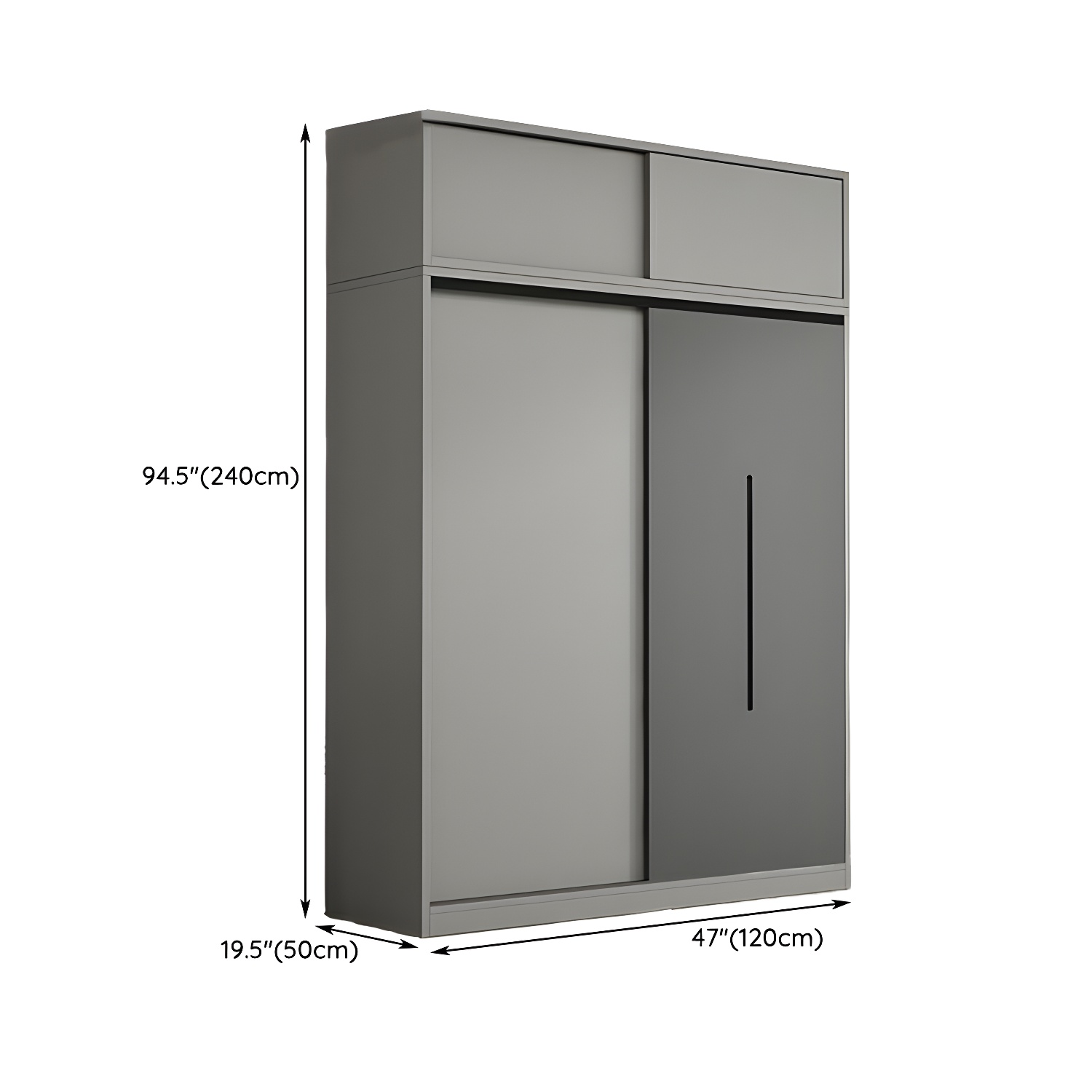 Contemporary Wood Grey Cloth Rod Included Wardrobe with Shelves - image 18