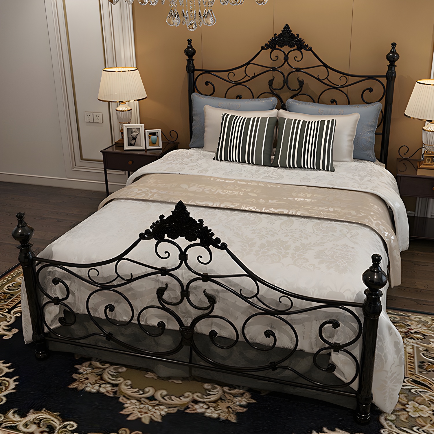 Industrial Antique Metal Bed Frame Wire-Grid Low Profile Open-Frame Bed - image 4