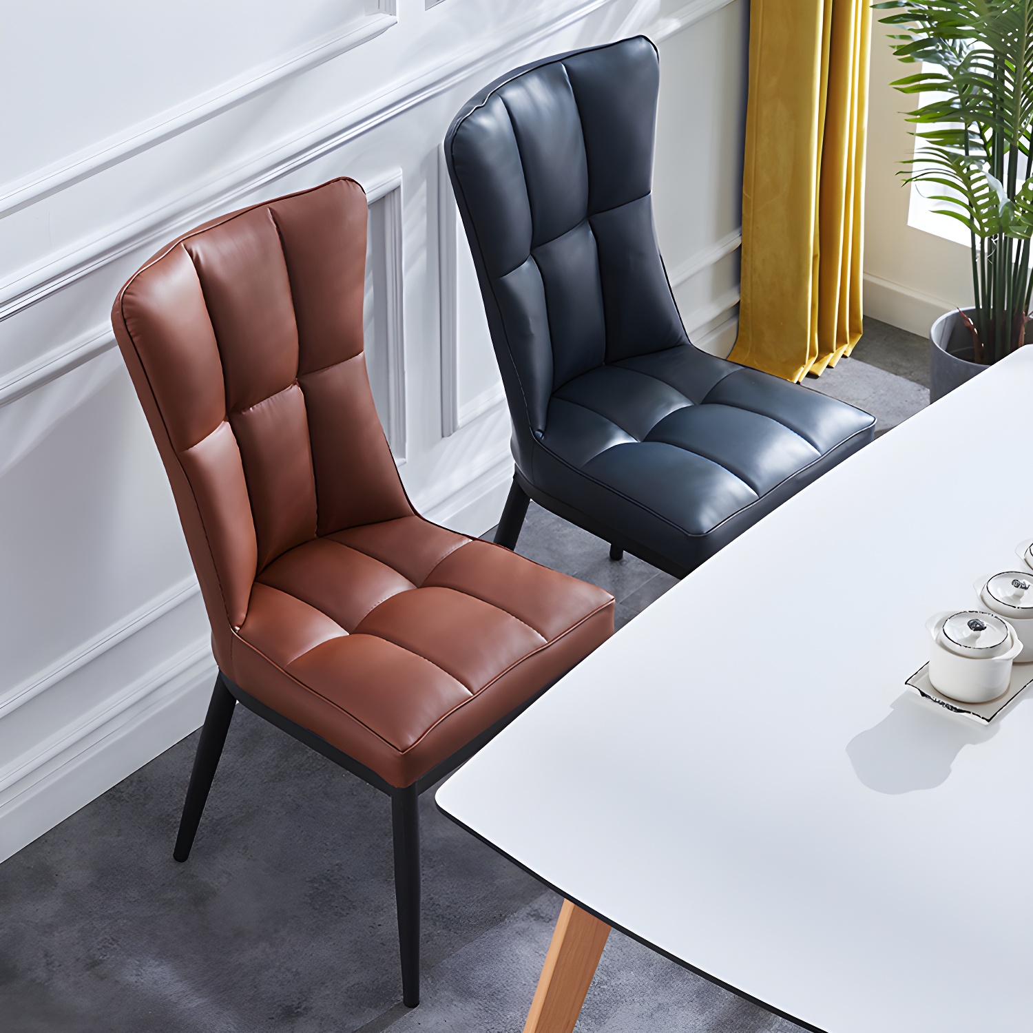 Upholstered Armless Dining Chairs Solid Back Side Chairs with Metal Legs - image 13