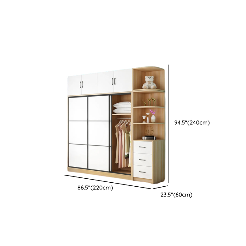 Natural Finish Minimalist Laminate Cabinet Armoire with 3-Drawer/4-Drawer, Soft Close Door, Interior Shelves, and Clothing Rod - image 19
