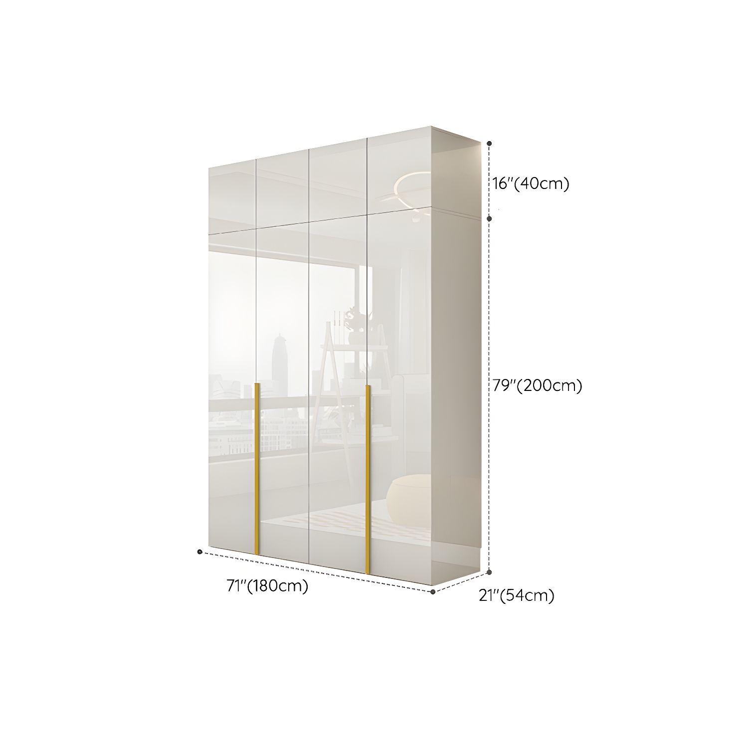 White Modern Style Wardrobe Cabinet Engineered Wood with Garment Rod - image 27