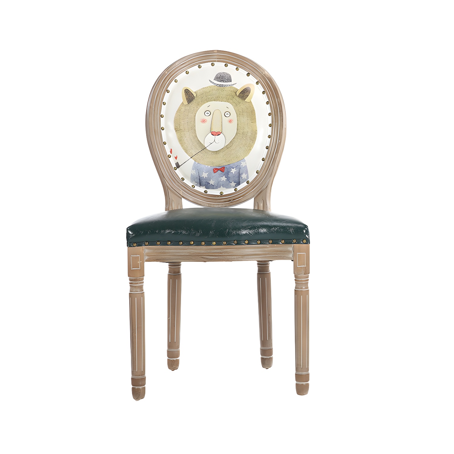 French Country Upholstered Armless Chair Home Solid Wood Dining Chair