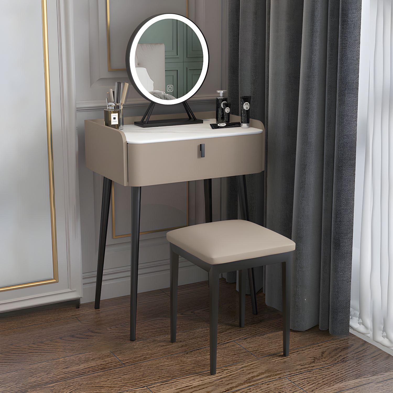 15" Wide Contemporary Make-up Vanity Mirror Dressing Table with Drawer - image 3