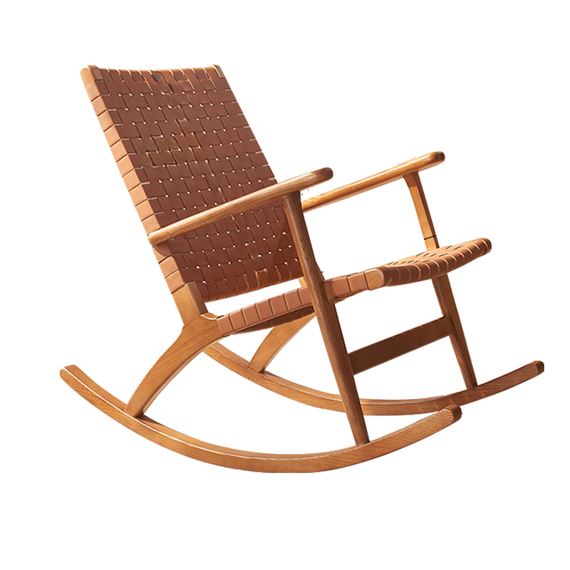 Asian Style Wicker Front Porch Rocking Chairs with Track Arm