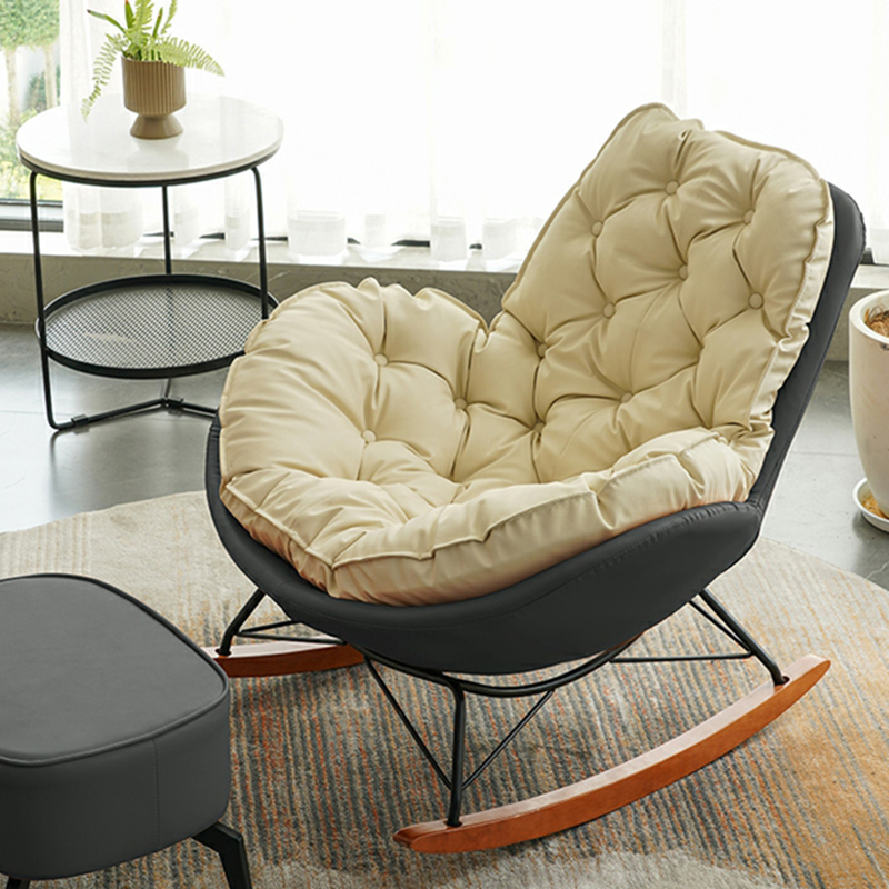 Ergonomic and Stationary Solid Wood Maternity Rocking Chair with Back and Flared Arm - image 11