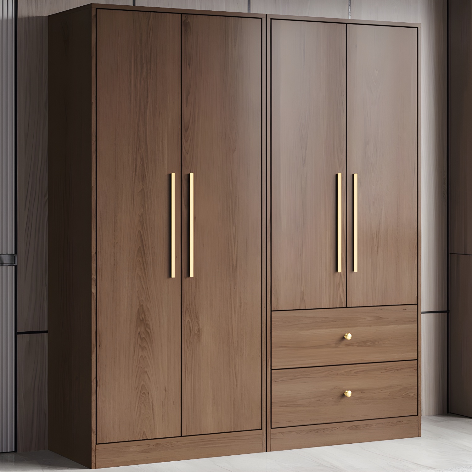 Wood Grain Design Armoires & Wardrobes with Soft Close Door and Storage Space