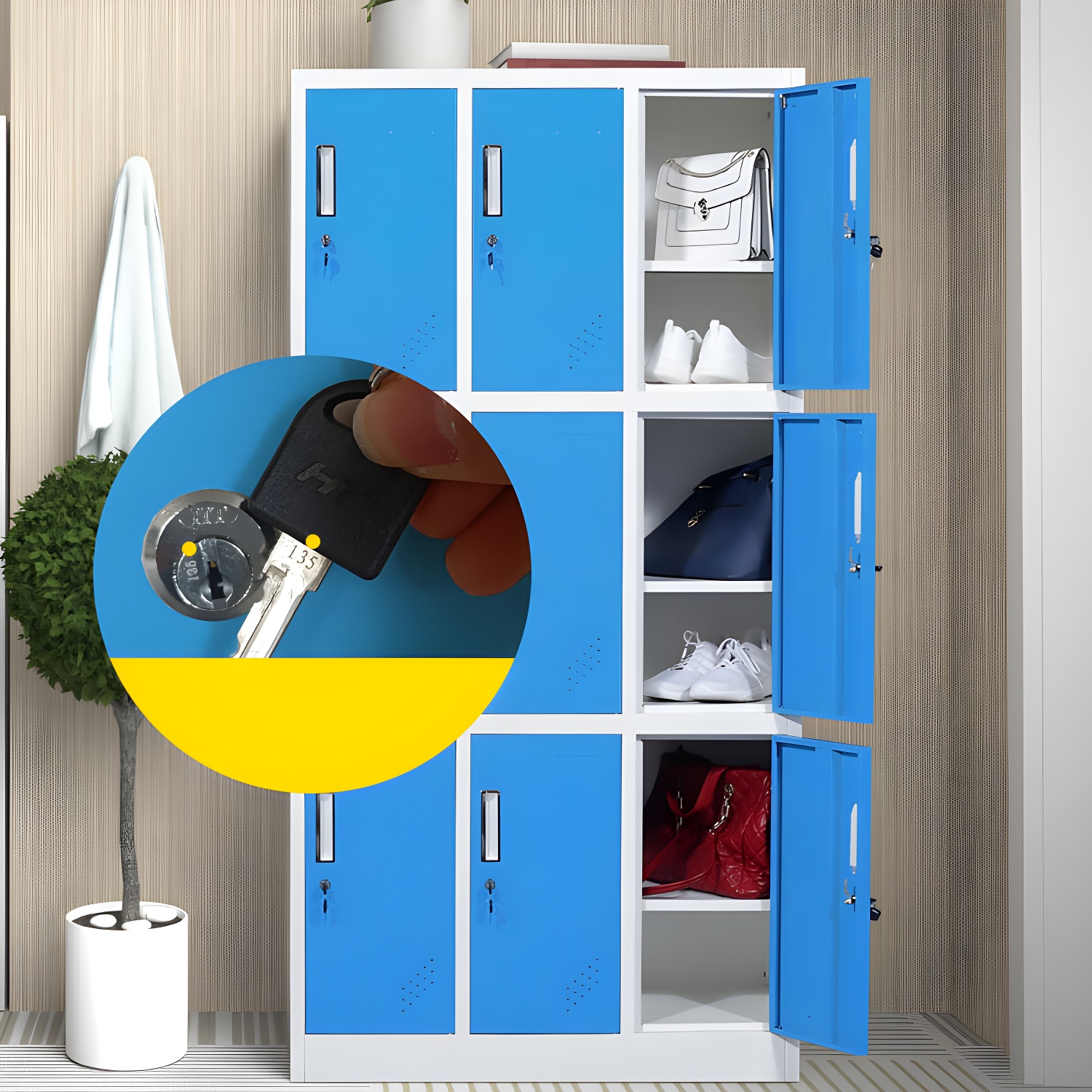 Contemporary Wardrobe 6-Door Metal Wardrobe Closet, 35.43" D x 16.53" W x 70.87" H - image 8