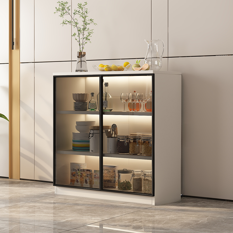 Trendy Sideboard with Cupboard, Narrow/Standard Size, Three Internal Shelves, Composite Wood Countertop, and Glass-panel Door - image 3