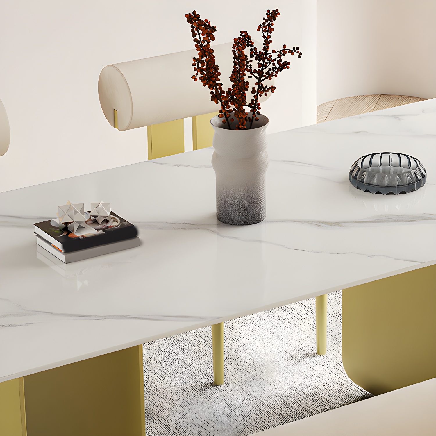 Nordic Rectangle Stone Dining Table 1/5 Pieces Dining Set for Dining Room - image 7